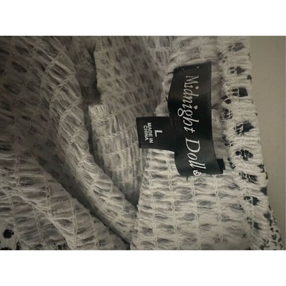 Midnight Doll Women's Long Sleeve Emma Ruched Drawstring Dot Dress Large 🛑 - Picture 7 of 8